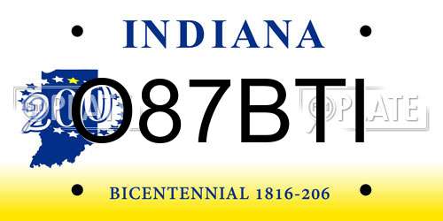O87BTI Indiana License Plate