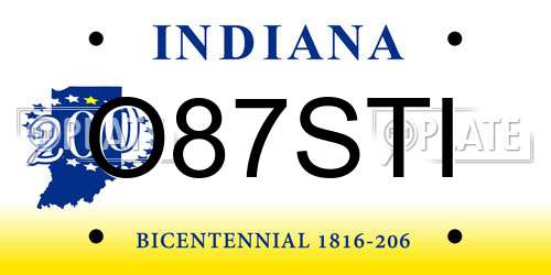 O87STI Indiana License Plate