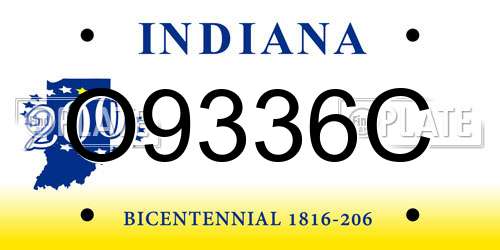 O9336C Indiana License Plate