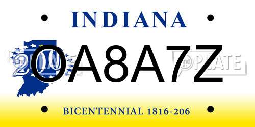OA8A7Z Indiana License Plate