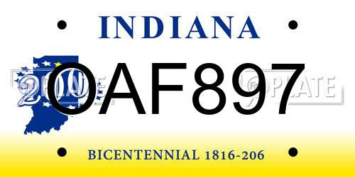 OAF897 Indiana License Plate