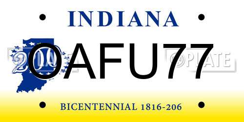 OAFU77 Indiana License Plate