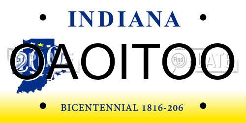 OAOITOO Indiana License Plate