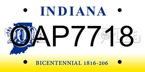 OAP7718 Indiana License Plate