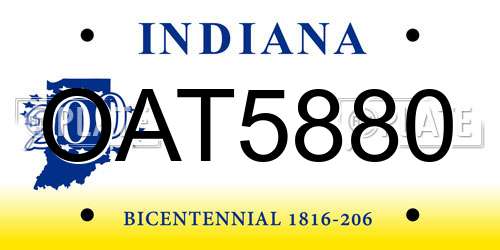 OAT5880 Indiana License Plate
