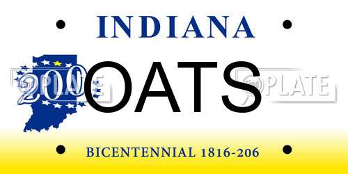 OATS Indiana License Plate