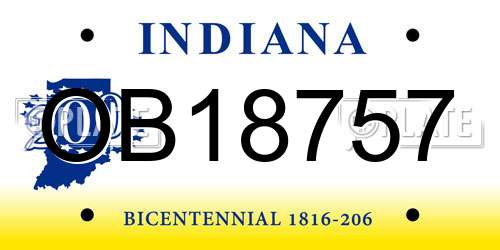 OB18757 Indiana License Plate