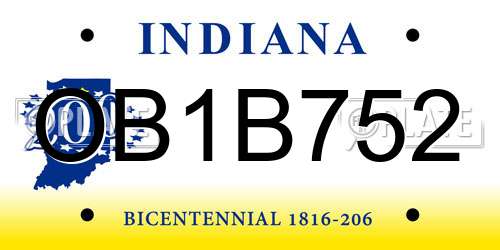 OB1B752 Indiana License Plate