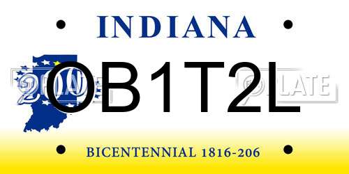 OB1T2L Indiana License Plate