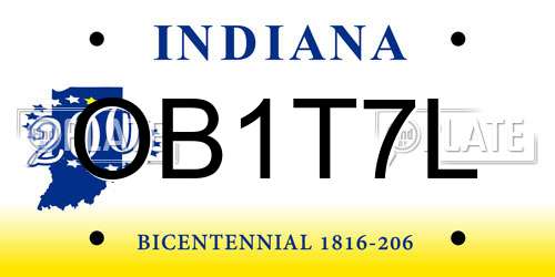 OB1T7L Indiana License Plate