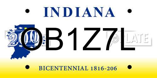 OB1Z7L Indiana License Plate