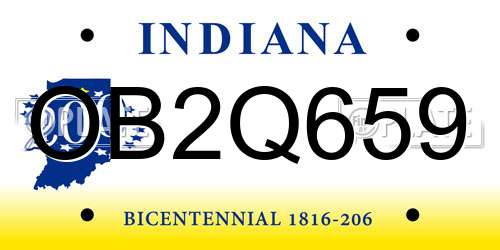 OB2Q659 Indiana License Plate