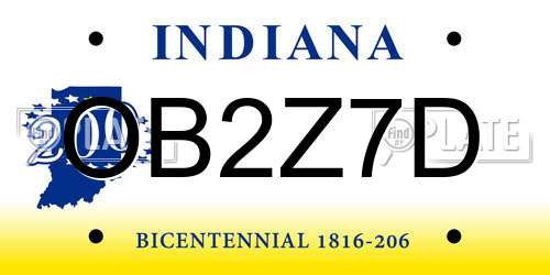 OB2Z7D Indiana License Plate