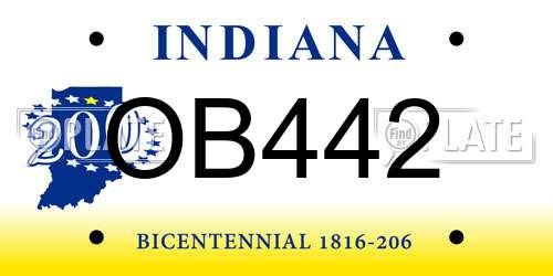 OB442 Indiana License Plate