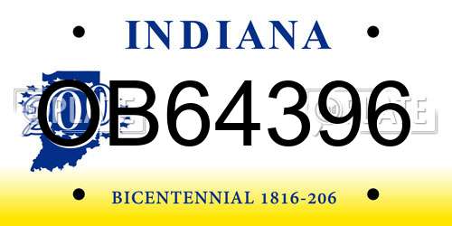 OB64396 Indiana License Plate