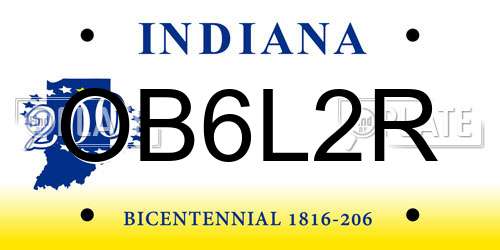 OB6L2R Indiana License Plate
