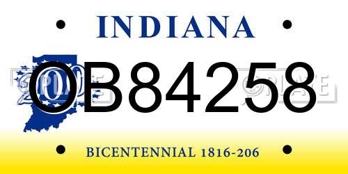OB84258 Indiana License Plate