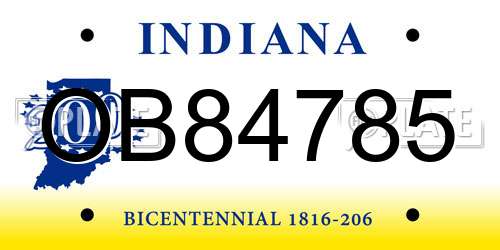 OB84785 Indiana License Plate