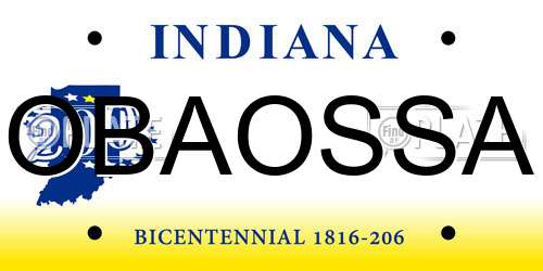 OBAOSSA Indiana License Plate