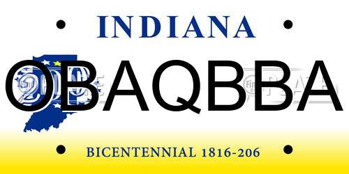 OBAQBBA Indiana License Plate