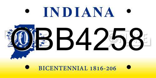 OBB4258 Indiana License Plate