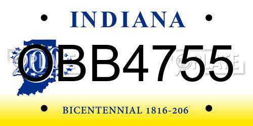 OBB4755 Indiana License Plate