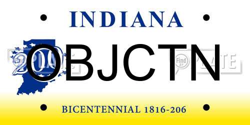 OBJCTN Indiana License Plate
