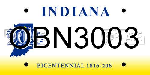 OBN3003 Indiana License Plate
