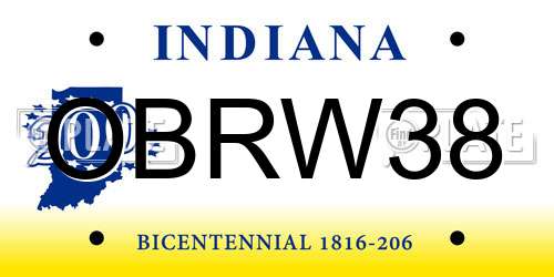 OBRW38 Indiana License Plate