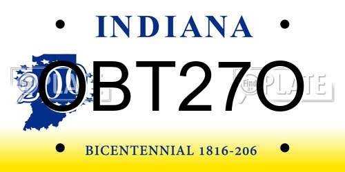 OBT27O Indiana License Plate