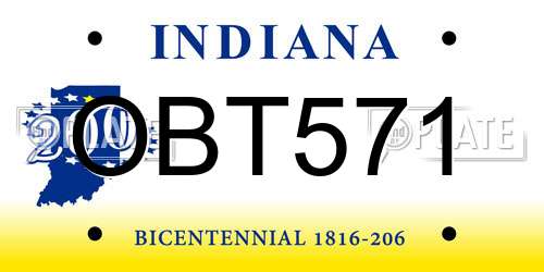 OBT571 Indiana License Plate