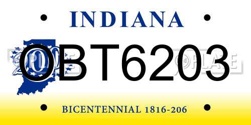 OBT6203 Indiana License Plate