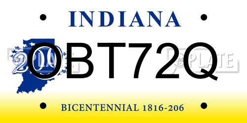 OBT72Q Indiana License Plate