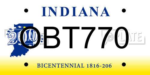OBT770 Indiana License Plate
