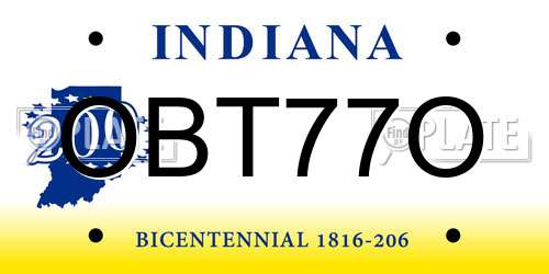 OBT77O Indiana License Plate