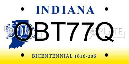 OBT77Q Indiana License Plate