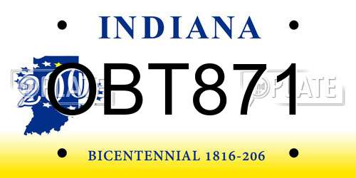OBT871 Indiana License Plate