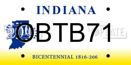 OBTB71 Indiana License Plate