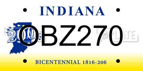 OBZ270 Indiana License Plate