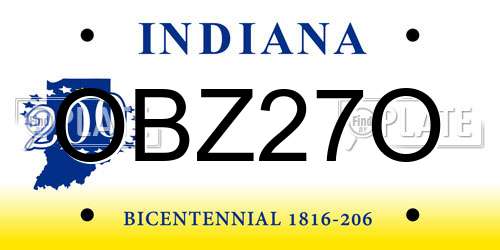 OBZ27O Indiana License Plate