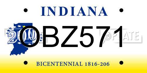 OBZ571 Indiana License Plate