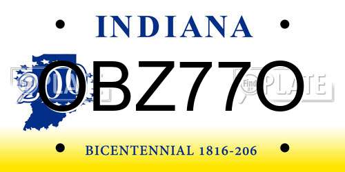 OBZ77O Indiana License Plate