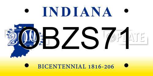 OBZS71 Indiana License Plate