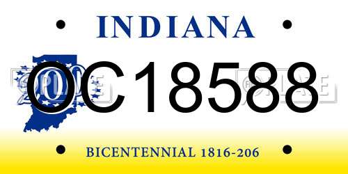 OC18588 Indiana License Plate