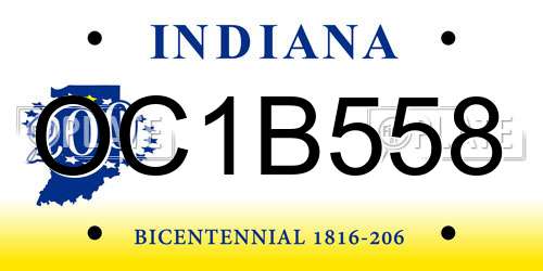 OC1B558 Indiana License Plate