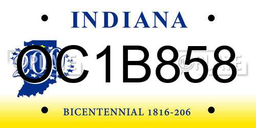 OC1B858 Indiana License Plate