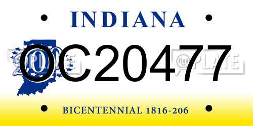 OC20477 Indiana License Plate