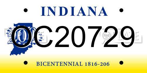OC20729 Indiana License Plate