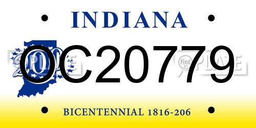 OC20779 Indiana License Plate