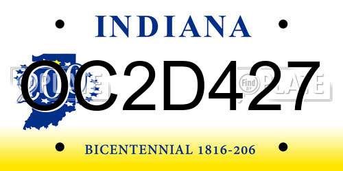 OC2D427 Indiana License Plate